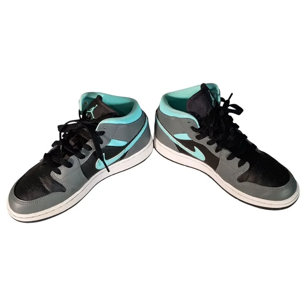 Nike Air Jordan 1 Mid Grey Aqua 554725-063 Size 4.5Y